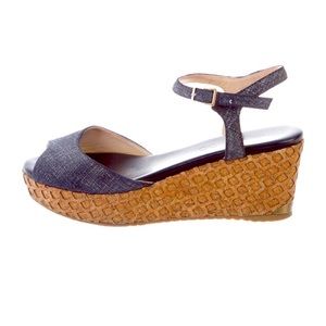 Jimmy Choo Shoes Blue Wedge Sandals 37.5 7.5